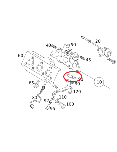 Guarnizione di ritorno tubo dell'olio dal turbocompressore al motore smart fortwo 450 & roadster 452