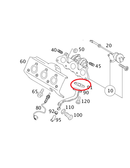 Joint de retour d'huile du turbocompresseur au moteur Smart Fortwo 450 & Roadster 452