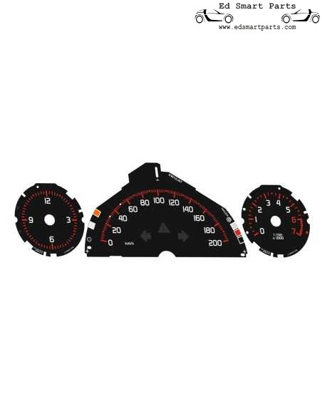 Conjunto completo de placas de mostrador de velocímetro estilo Brabus Smart ForTwo 200KM/HORA