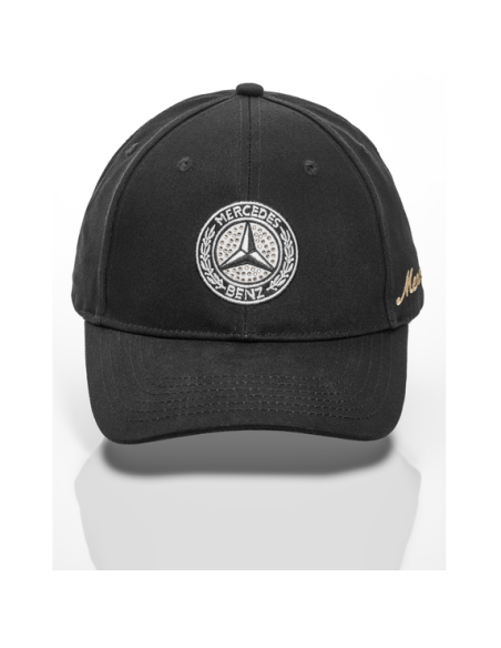 Mercedes Cap Classic woman embroidery Swarovski black Mercedes Cap Classic woman embroidery Swarovski black