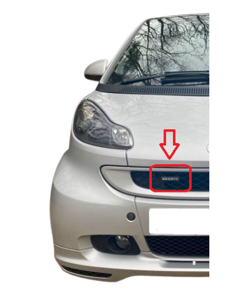 Emblema frontal smart Brabus decalque preto pré-facelift