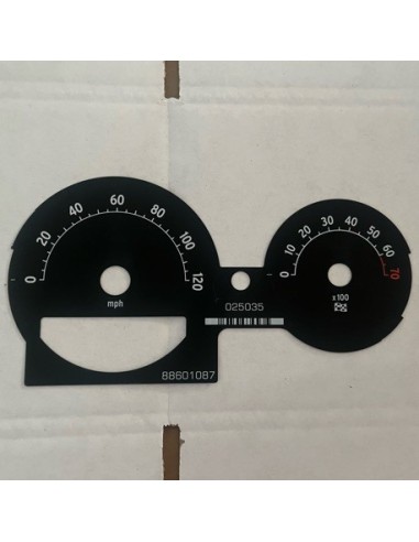 Plaque de cadran de compteur noire OEM smart roadster MILES/HOUR