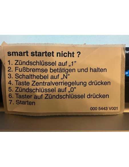 Nuovo adesivo IMMOBILIZER per smart roadster 452 fortwo 450