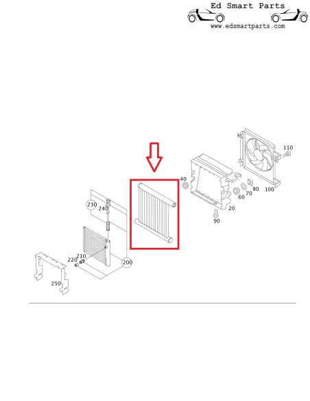 Radiatore originale Q0003428V007000000 Q0003428V006000000 smart crossblade / fortwo 450