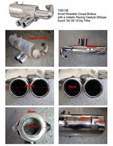 Performance Twin Exhaust for Smart Roadster 452 Coupe Brabus with Racing CAT