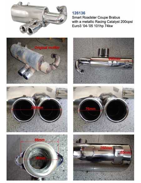 Performance Twin Exhaust for Smart Roadster 452 Coupe Brabus with Racing CAT