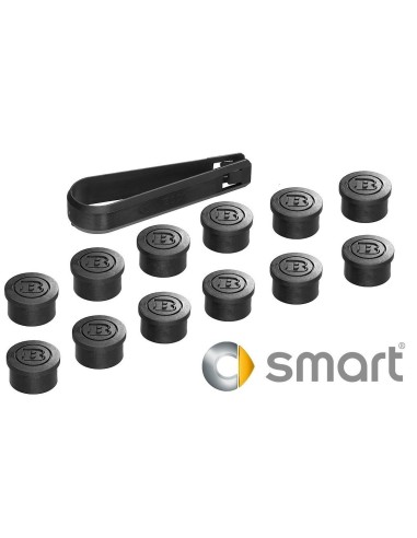Brabus black wheel bolt covers set of 12 suitable for Smart wheel bolt 15 mm
