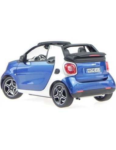 Norev Smart Fortwo Cabrio 2015 Blau + Silber Modellauto 183438 1:18