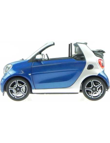 Norev Smart Fortwo Cabrio 2015 Blauw + Zilver Model Auto 183438 1:18 Norev Smart Fortwo Cabrio 2015 Blauw + Zilver Model Auto 183438 1:18