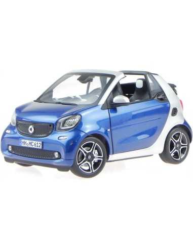 Norev Smart Fortwo Cabrio 2015 Blau + Silber Modellauto 183438 1:18