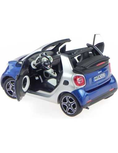 Norev Smart Fortwo Cabrio 2015 Azul + Prata Modelo de Carro 183438 1:18