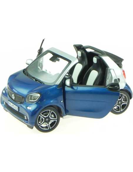 Norev Smart Fortwo Cabrio 2015 Blau + Silber Modellauto 183438 1:18 Norev Smart Fortwo Cabrio 2015 Blau + Silber Modellauto 183438 1:18
