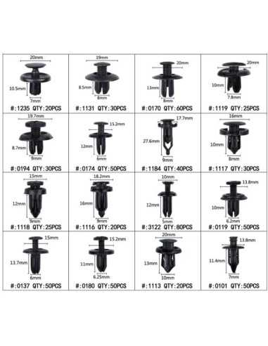 Sortimentskasten mit Kfz-Clips - 630-teilig sortiert + Ply-Tool