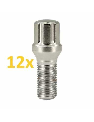 Juego de 12 pernos de rueda de 6 estrías M12X1.5x28 para modelos Smart Roadster y ForTwo