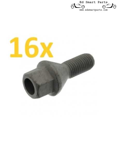 Conjunto de 16 parafusos de roda para todos os modelos Smart ForTwo 453