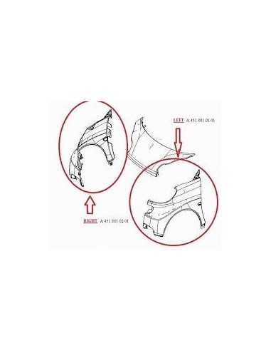 Smart ForTwo 451 2007-2013 Parafango anteriore verniciato sinistro o destro