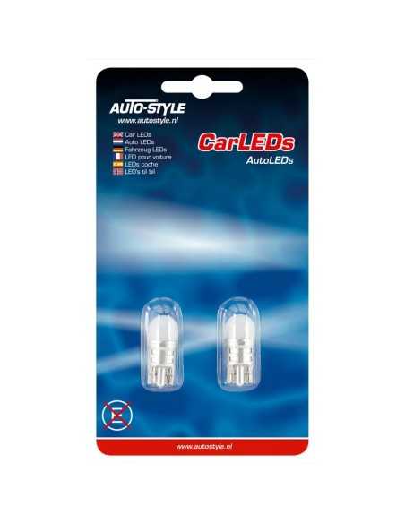 Lâmpada SuperLED 3D AutoStyle T10 Wedge-Base 12V 0,8W branca, conjunto de 2 peças