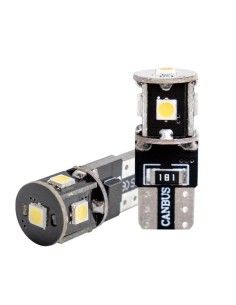Lâmpadas Simoni Racing T10 5-LED 'Canbus No-Polarity' - Superwhite de alto brilho - Conjunto de 2 peças