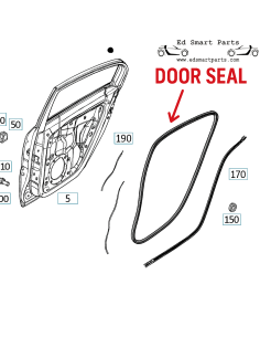 smart forfour 453, rear door gasket, seal, left door, right door, door seal