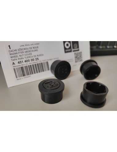 Copribulloni per ruote originali Brabus neri, set da 12 pezzi, adatti per bulloni per ruote Smart da 15 mm.