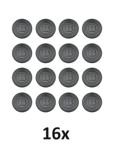 16 schwarze Radschraubenabdeckungen von Brabus, passend für 17 mm Schrauben