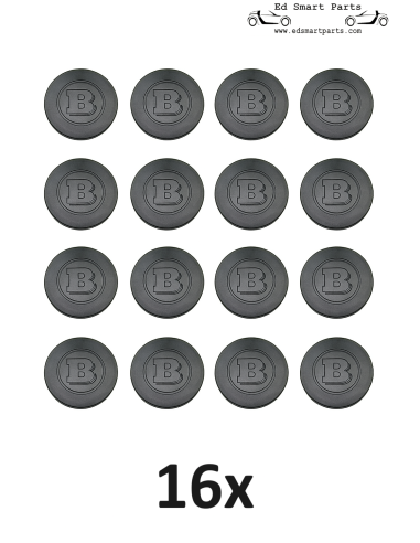 16 cubiertas para tornillos de rueda Brabus de color negro, aptas para tornillos de 17 mm