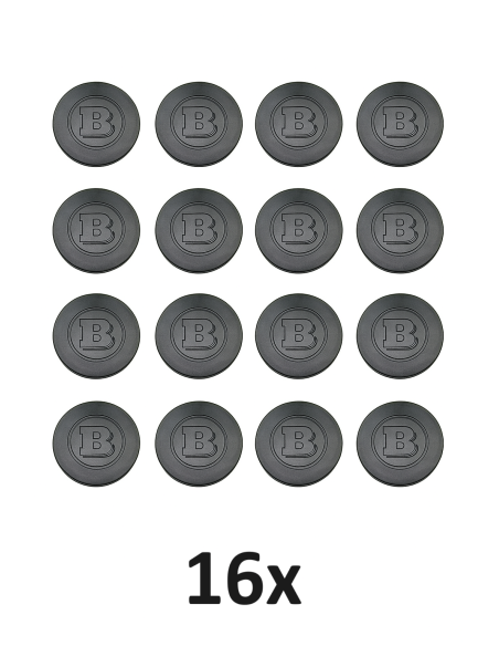 16 Brabus zwarte wielboutdoppen geschikt voor 17 mm bouten 16 Brabus zwarte wielboutdoppen geschikt voor 17 mm bouten