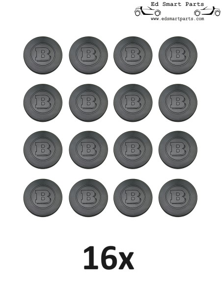 16 schwarze Radschraubenabdeckungen von Brabus, passend für 17 mm Schrauben