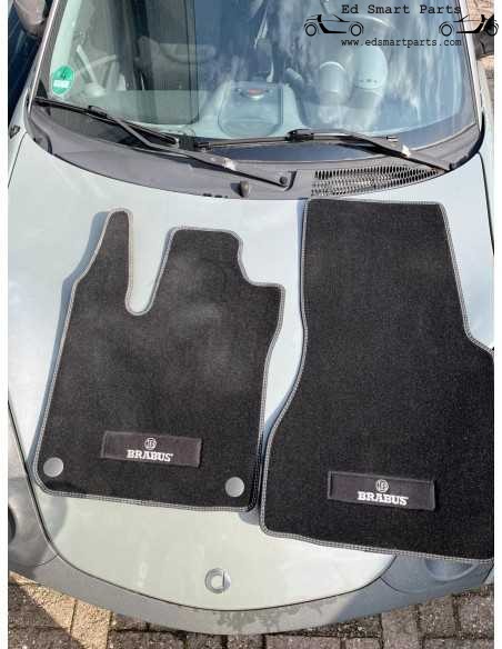 Tapis de sol en velours Smart 453 FORTWO FORFOUR BRABUS d'occasion, coutures noires argentées