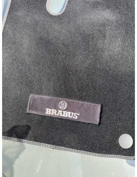 Tapis de sol en velours Smart 453 FORTWO FORFOUR BRABUS d'occasion, coutures noires argentées