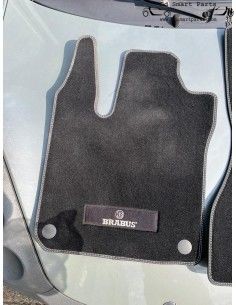 Tapis de sol en velours Smart 453 FORTWO FORFOUR BRABUS d'occasion, coutures noires argentées 2