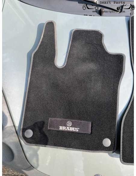 Tapis de sol en velours Smart 453 FORTWO FORFOUR BRABUS d'occasion, coutures noires argentées