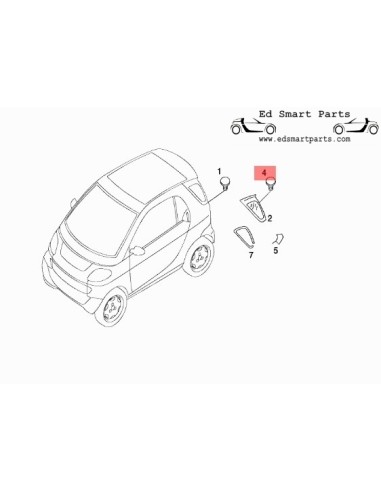 Smart ForTwo 450 Seiten-Heckfenster-Steckertülle