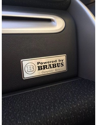 Aluminium Powered by Brabus Badge Emblem Decal interior rear boot