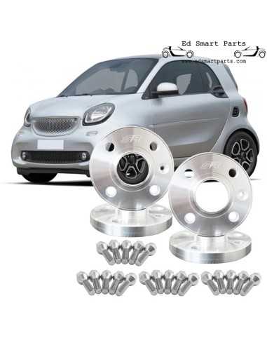 Kit espaciadores de rueda de aluminio para Smart ForTwo 453 - 4x16,5 mm incluidos tornillos de rueda