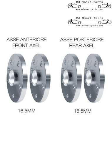 Aluminium-Spurverbreiterungssatz fur Smart ForTwo 453 - 4x16,5 mm inklusive Radschrauben
