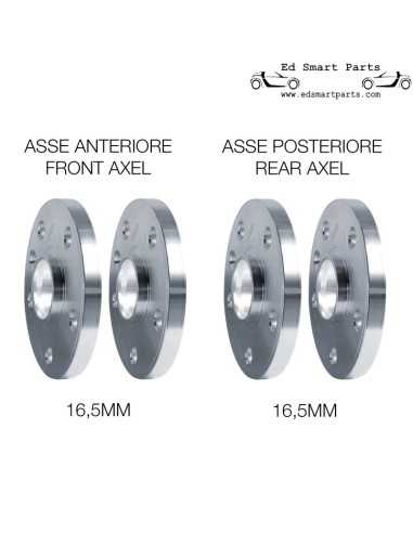 Kit distanziali ruote in alluminio per Smart ForTwo 453 - 4x16,5mm inclusi bulloni ruota