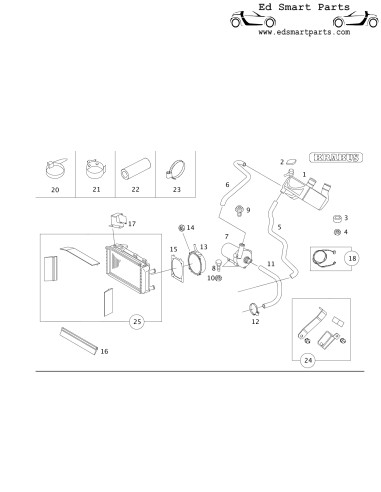 Suporte/Braço de Montagem da Ventoinha de Refrigeração Brabus Original para Smart Roadster – Q0018802V001000000 – OEM
