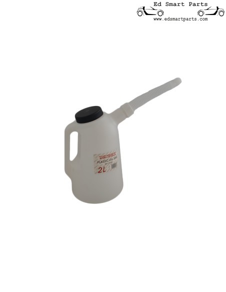 Jarra universal de polietileno de alta densidade (HDPE) para despejar líquidos – 2 litros – para óleo, fluido de freio, líquido