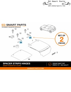 Strisce distanziatrici originali Smart per cerniere del lunotto posteriore – Smart Roadster Coupé 452 – Set da 2