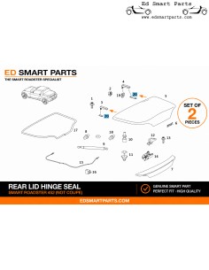 Conjunto de 2 vedações genuínas para as dobradiças da tampa traseira do Smart Roadster 452
