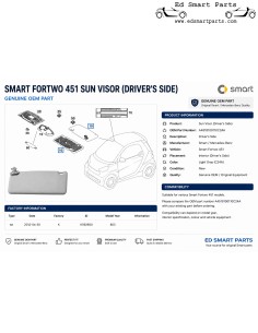 Viseira solar para Smart Fortwo 451 – A4518100110C24A – Peça genuína OEM