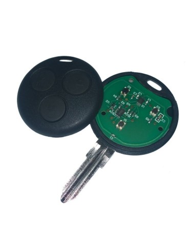 Key fob three button including electronics with Blank Blade for Smart Fortwo 450 & Roadster 452