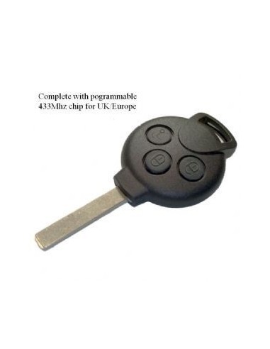 Smart ForTwo 451 3 Buttons Replacement Remote Key three black button fob comes complete with electronics and a blank blade