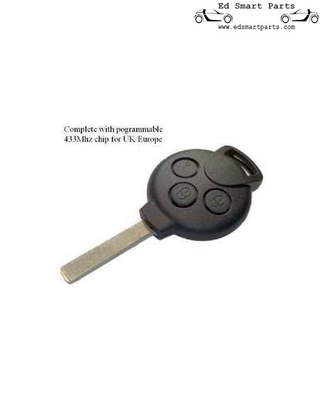 Llave remota de repuesto de 3 botones Smart ForTwo 451 El llavero de tres botones negros viene completo con componentes