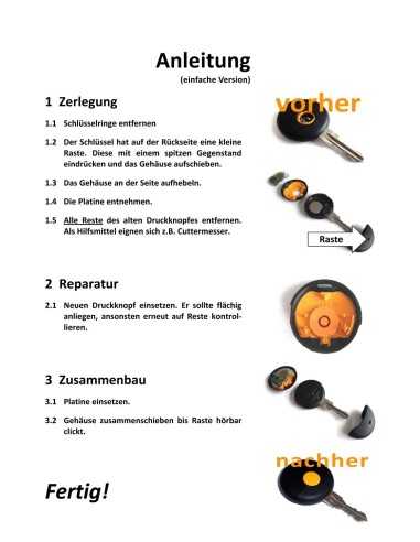 Smart ForTwo 450 Schlüsselanhänger orangefarbener Knopf