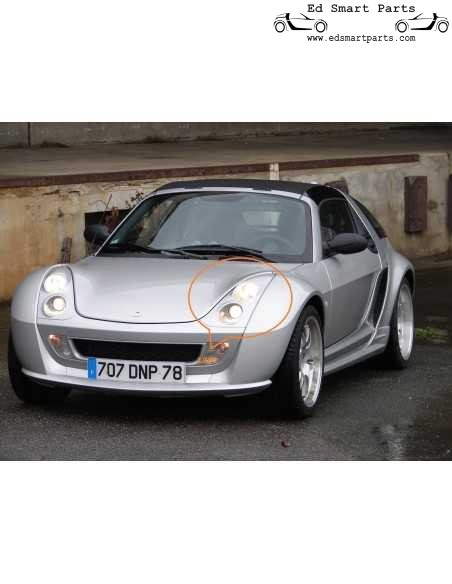 Smart Roadster Brabus koplampomlijsting links klaar om te worden gespoten