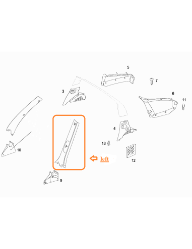 new Smart Roadster 452 cover A pillar left or right side