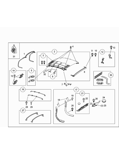 Junta de techo plegable trasero Smart Roadster 452