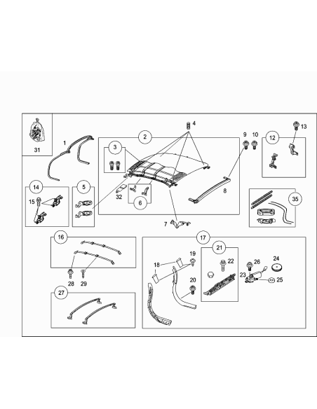 Guarnizione del tetto pieghevole posteriore Smart Roadster 452 Guarnizione del tetto pieghevole posteriore Smart Roadster 452